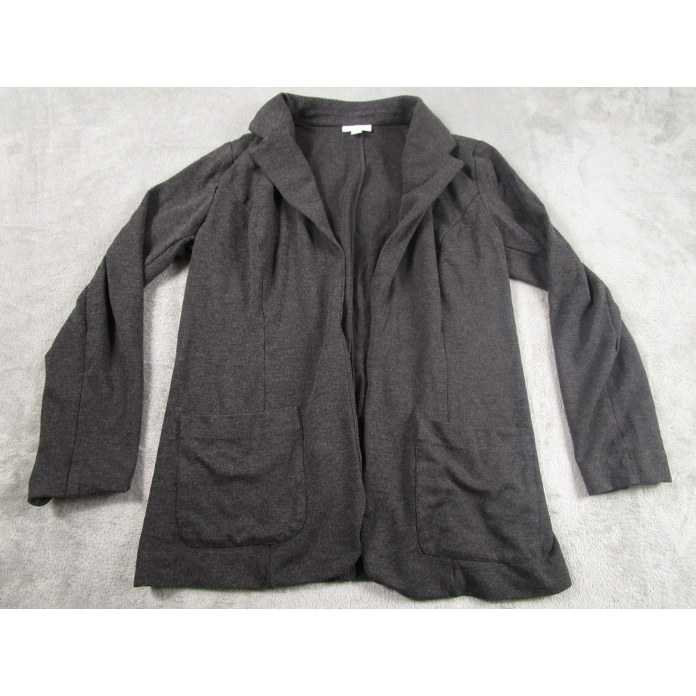 J Jill Sweater Womens Small Gray Ponte Open Cardigan Pockets Preppy